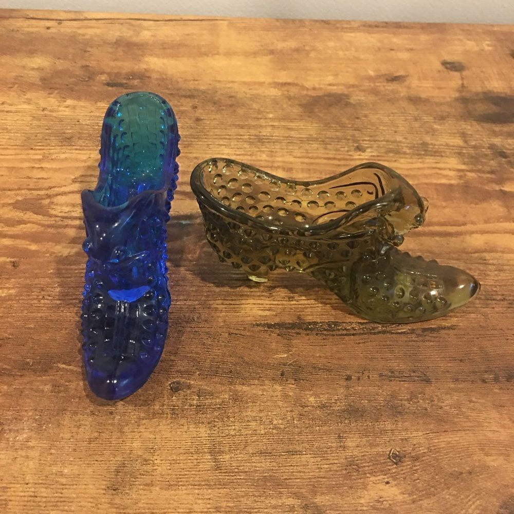 Single piece Vintage hobnob glass shoe